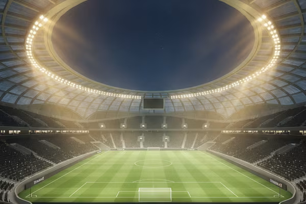 Stadium under floodlights